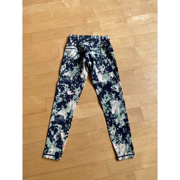 SWEATY Betty BNWOT "power pocket" tights 7/8 sz XXS NEW Green abstract tie dye - Picture 6 of 7